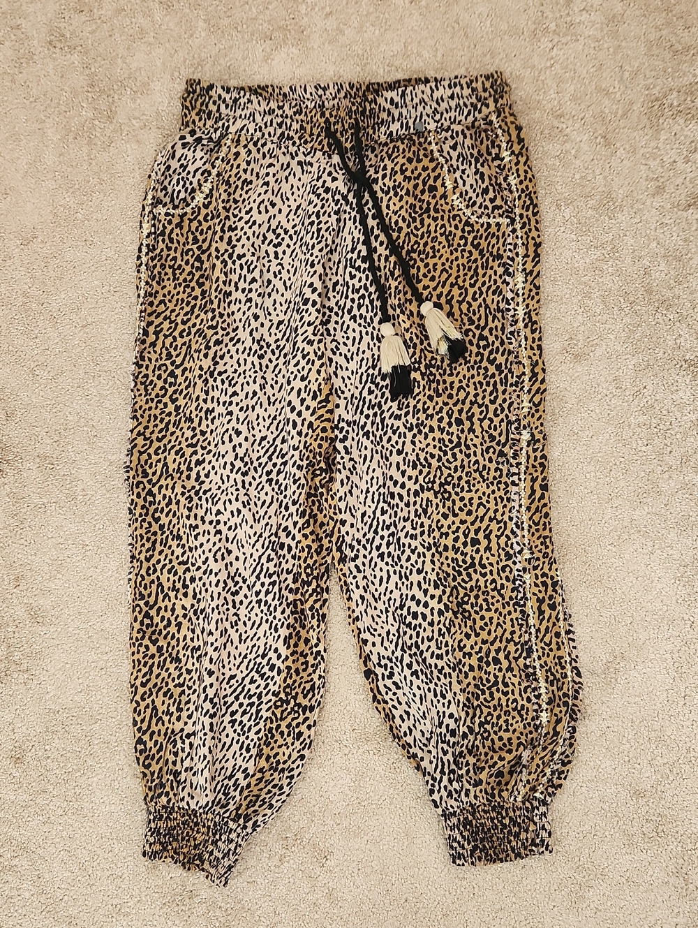 Z&L Europe Leopard Harem Pants M Tassels Pockets Bohemian Festival